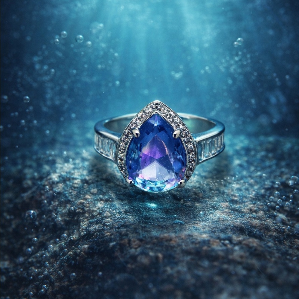 Blue Sapphire and Purple Ring